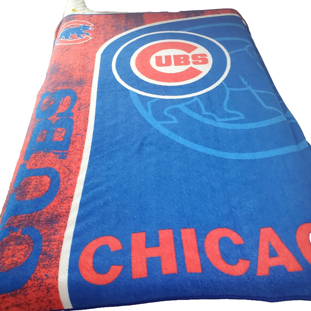 Vintage Genuine Merchandise Throw Plush Blanket Chicago Clubs LOGO Blue Baseball